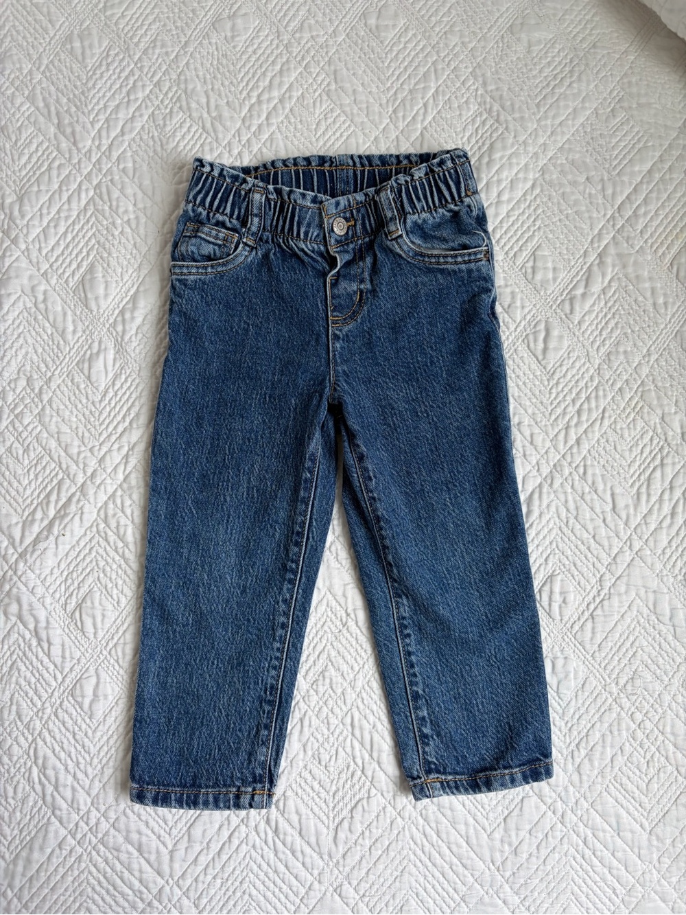Cat & Jack Kids Blue Paperbag Waist Denim Jeans Size 3T Vintage Inspired Wash